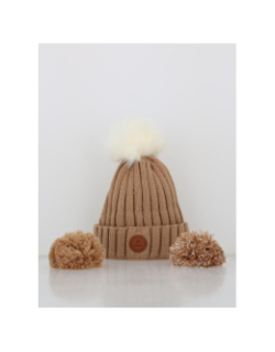 Bonnet polaire à pompons kir royal camel marron - Cabaïa