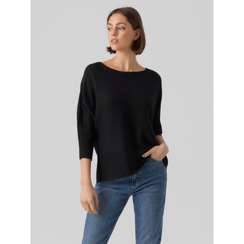 Pull col bateau manches 3/4 nora noir femme - Vero Moda