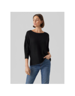 Pull col bateau manches 3/4 nora noir femme - Vero Moda