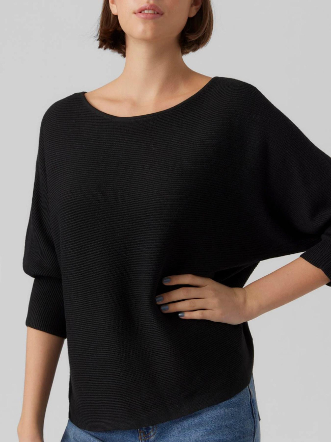 Pull col bateau manches 3/4 nora noir femme - Vero Moda