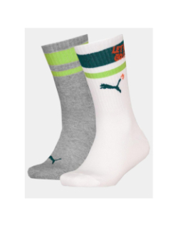 2 paires de chaussettes heritage stripe blanc gris enfant - Puma
