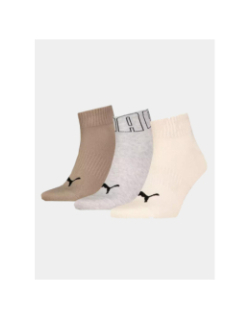 Pack 3 paires de chaussettes quarter gris marron beige - Puma