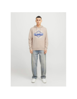 Sweat à capuche logo 25 beige homme - Jack & Jones