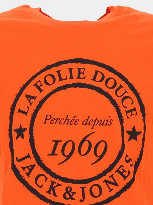 T-shirt la folie douce haze orange homme - Jack & Jones