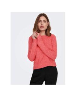 Pull col rond rica life orange corail femme - Only