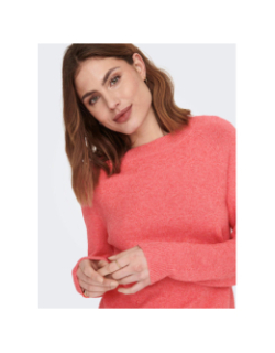 Pull col rond rica life orange corail femme - Only