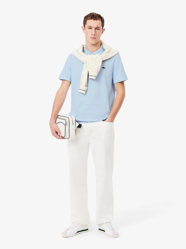 Polo regular fit en coton mélangé bleu ciel homme - Lacoste
