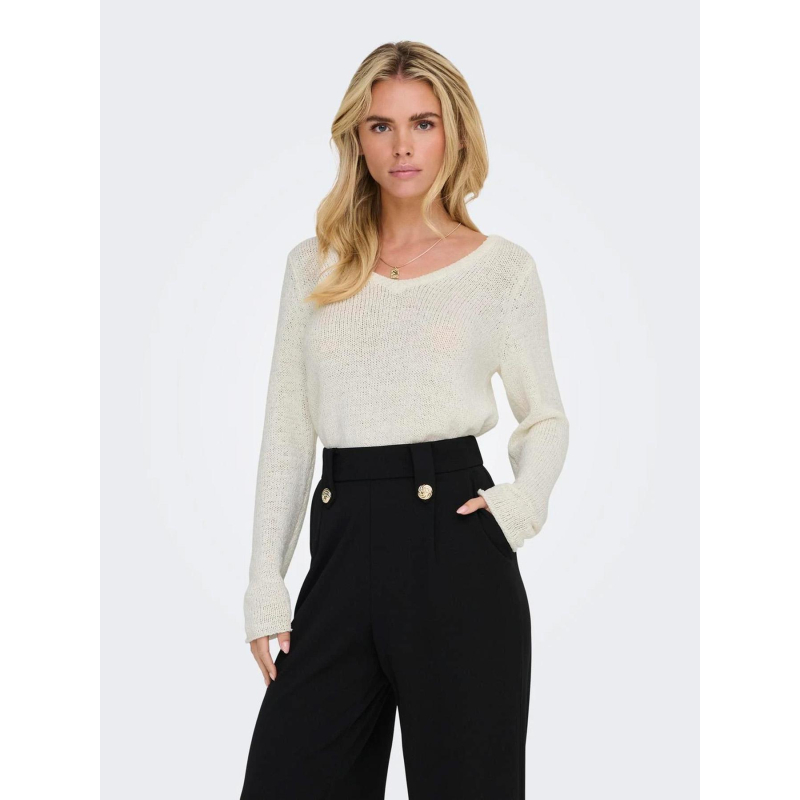 Pull col v geena blanc femme - Only