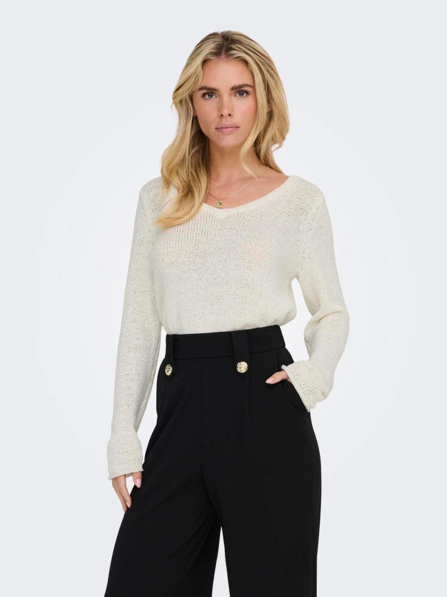 Pull col v geena blanc femme - Only