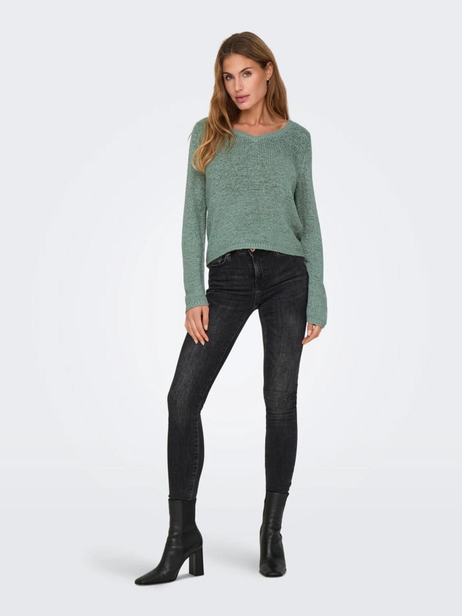 Pull col v geena vert femme - Only