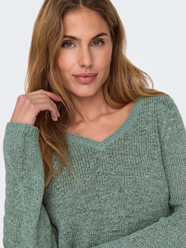 Pull col v geena vert femme - Only