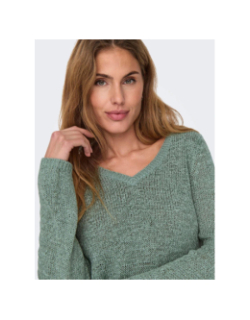 Pull col v geena vert femme - Only