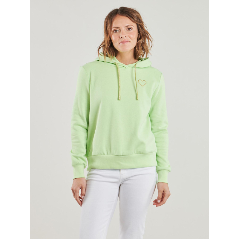Sweat à capuche noli cœur paradise vert femme - Only