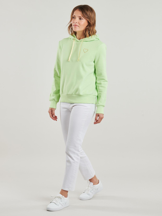 Sweat à capuche noli cœur paradise vert femme - Only