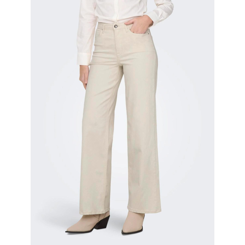 Jean taille haute wide leg fit onlmadison blanc femme - Only