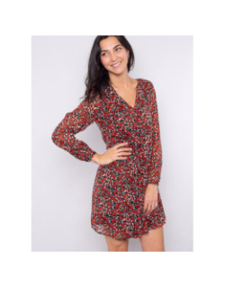 Robe à fleurs lagnes rouge et noir femme - Only