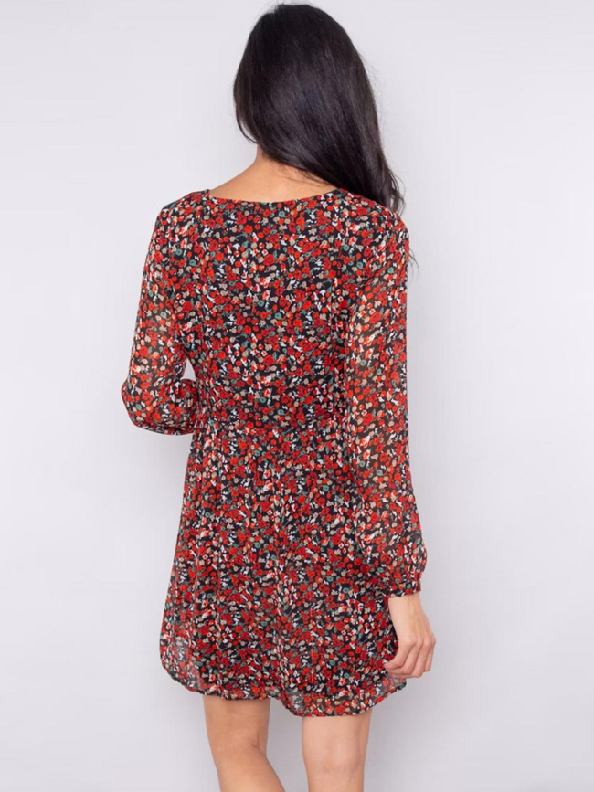 Robe à fleurs lagnes rouge et noir femme - Only
