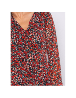 Robe à fleurs lagnes rouge et noir femme - Only
