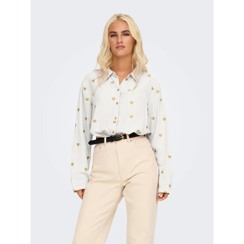 Chemise noella coeur doré blanc femme - Only