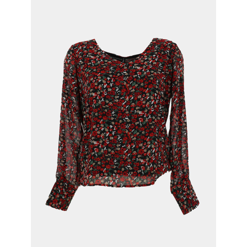 Blouse à fleurs lagnes noir rouge femme - Only