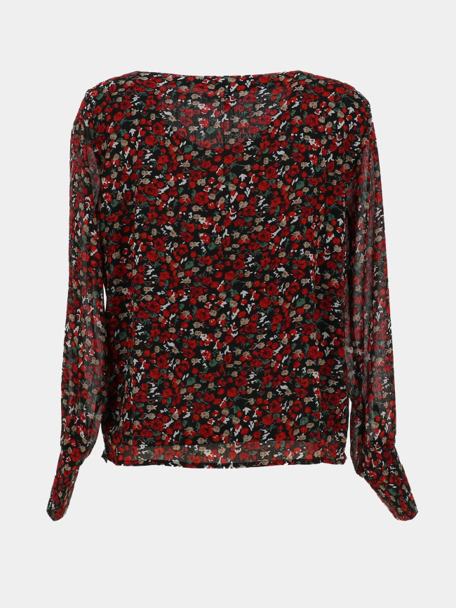 Blouse à fleurs lagnes noir rouge femme - Only