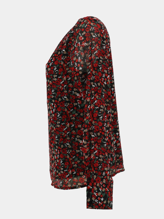 Blouse à fleurs lagnes noir rouge femme - Only