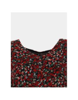 Blouse à fleurs lagnes noir rouge femme - Only