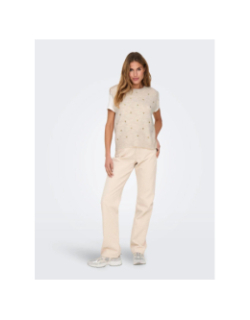 Pull sans manche coeur brodé melody beige femme - Only