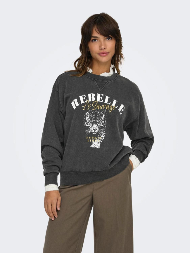 Sweat lucinda sauvage gris anthracite femme - Only