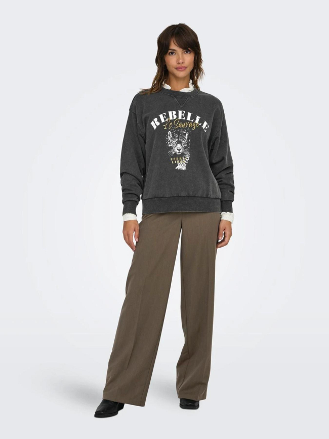 Sweat lucinda sauvage gris anthracite femme - Only