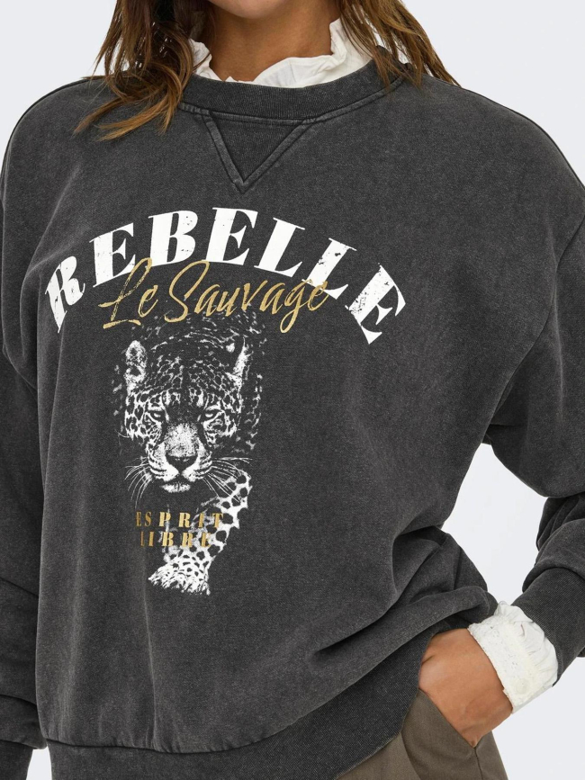 Sweat lucinda sauvage gris anthracite femme - Only