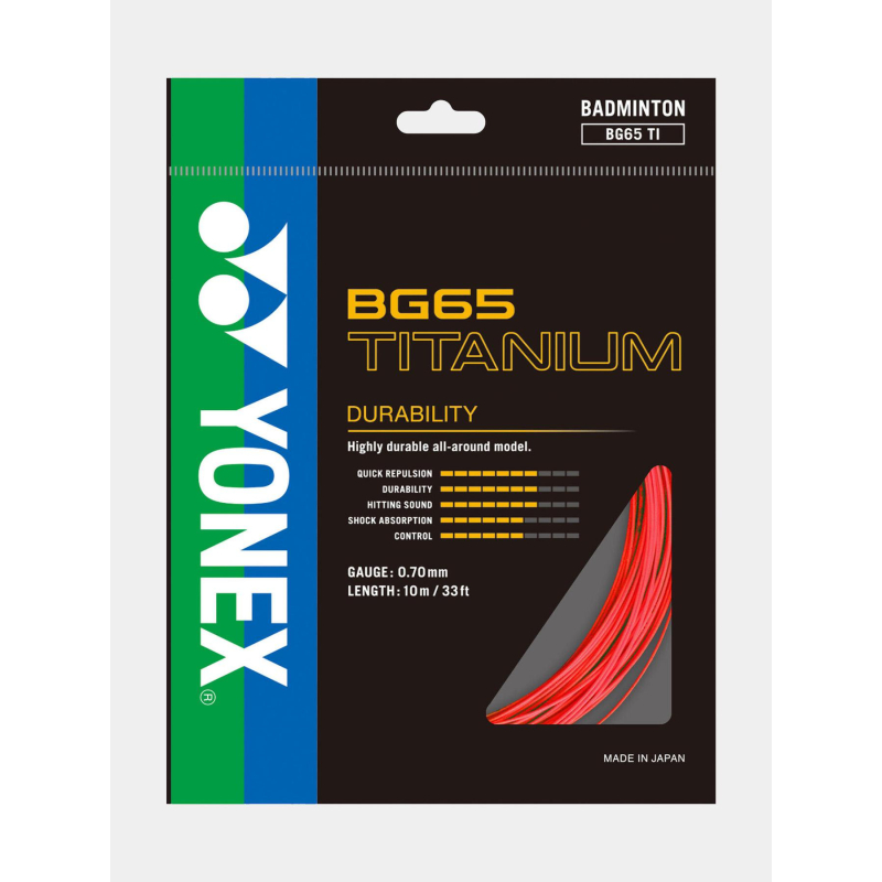 Cordage de raquette de badminton bg65 titanium rouge - Yonex
