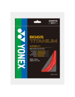 Cordage de raquette de badminton bg65 titanium rouge - Yonex