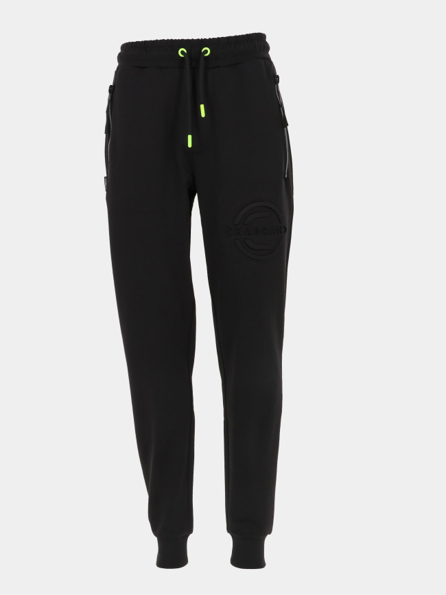 Pantalon jogging logo relief noir et vert homme - Chabrand