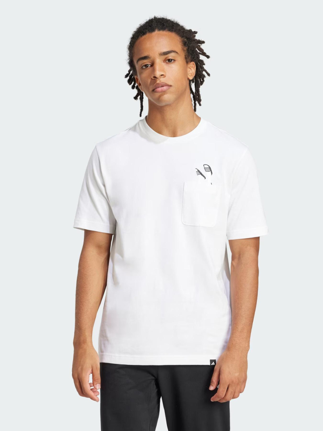 T-shirt lounge slide graphic pocket blanc homme - Adidas