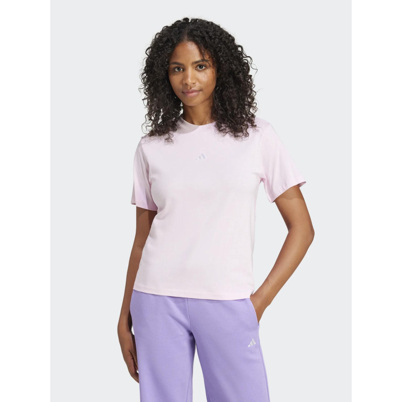 T-shirt uni logo brodé rose femme - Adidas
