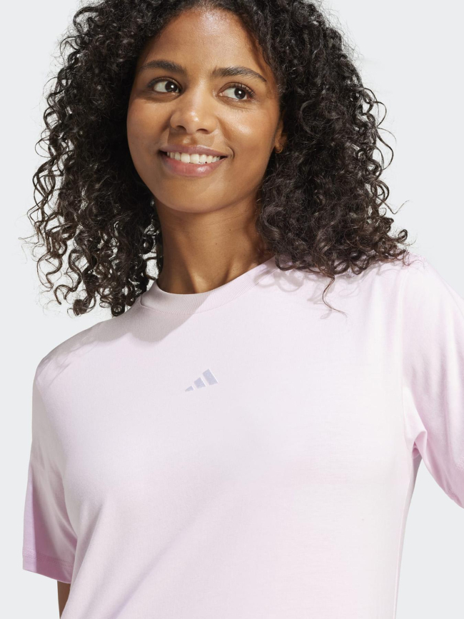 T-shirt uni logo brodé rose femme - Adidas