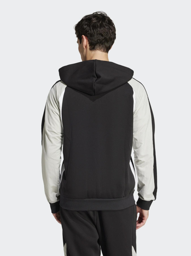 Sweat zippé colorblock bi-matière noir homme - Adidas
