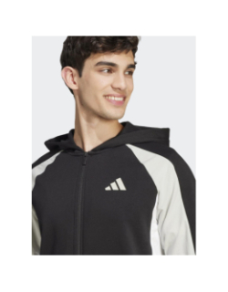 Sweat zippé colorblock bi-matière noir homme - Adidas