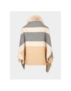 Poncho col fausse fourrure toune beige femme - Morgan