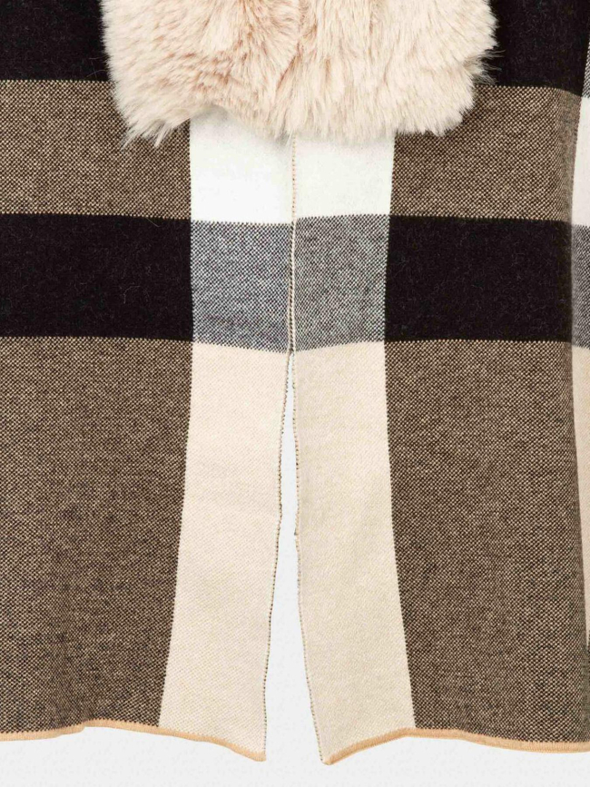 Poncho col fausse fourrure toune beige femme - Morgan