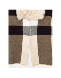 Poncho col fausse fourrure toune beige femme - Morgan