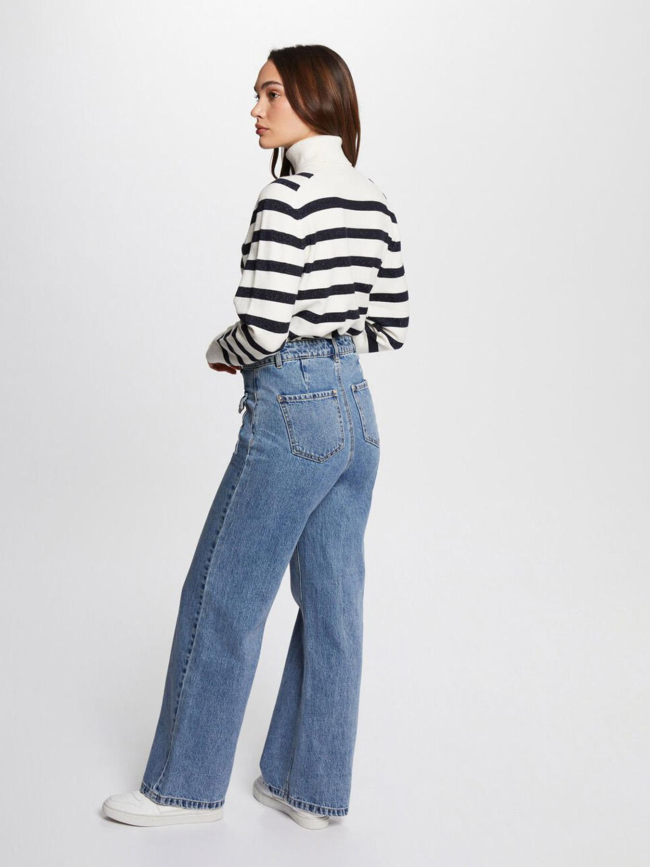 Pull col roulé à rayure blanc et noir femme - Morgan