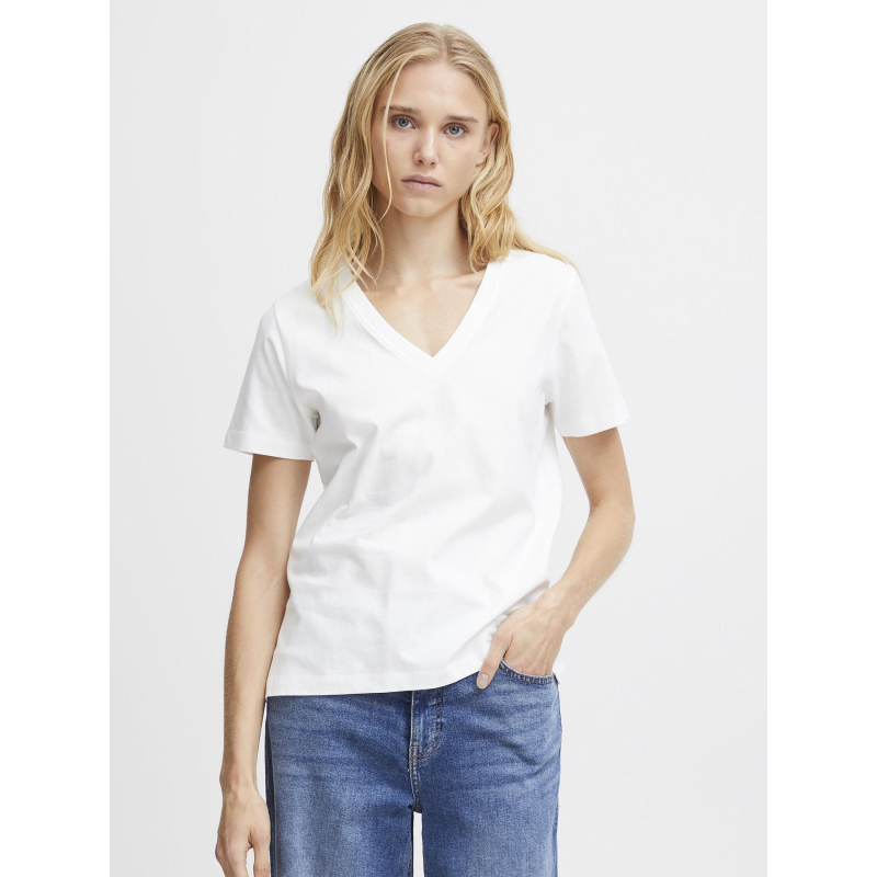 T-shirt col v palmer blanc femme - Ichi
