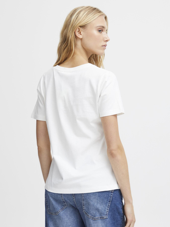 T-shirt col v palmer blanc femme - Ichi