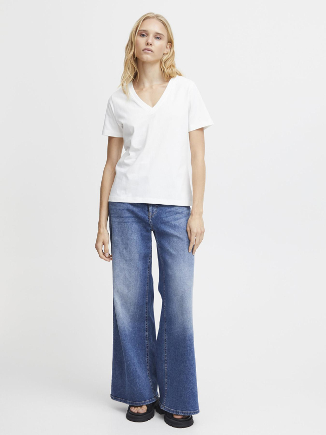 T-shirt col v palmer blanc femme - Ichi