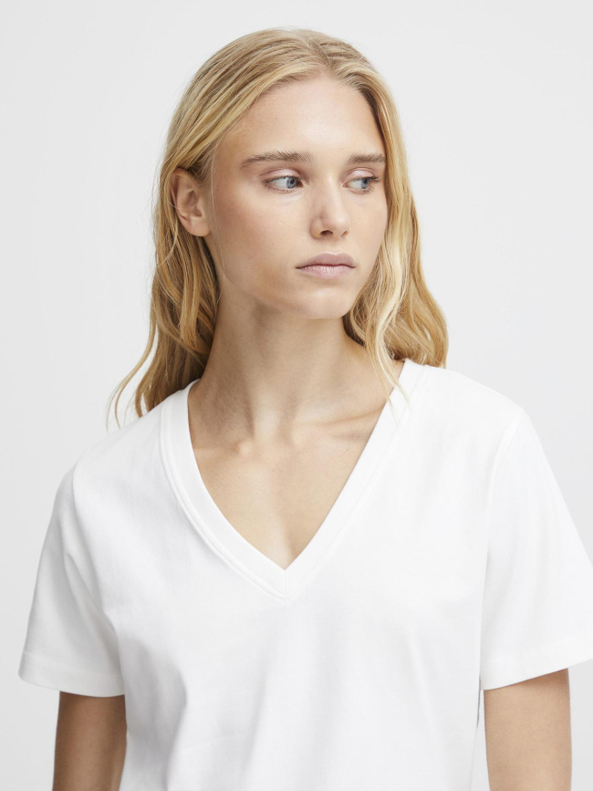 T-shirt col v palmer blanc femme - Ichi