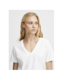 T-shirt col v palmer blanc femme - Ichi