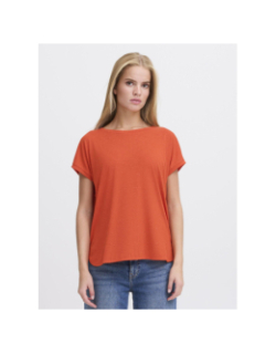 T-shirt col v pailleté rebel orange femme - Ichi
