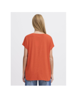 T-shirt col v pailleté rebel orange femme - Ichi
